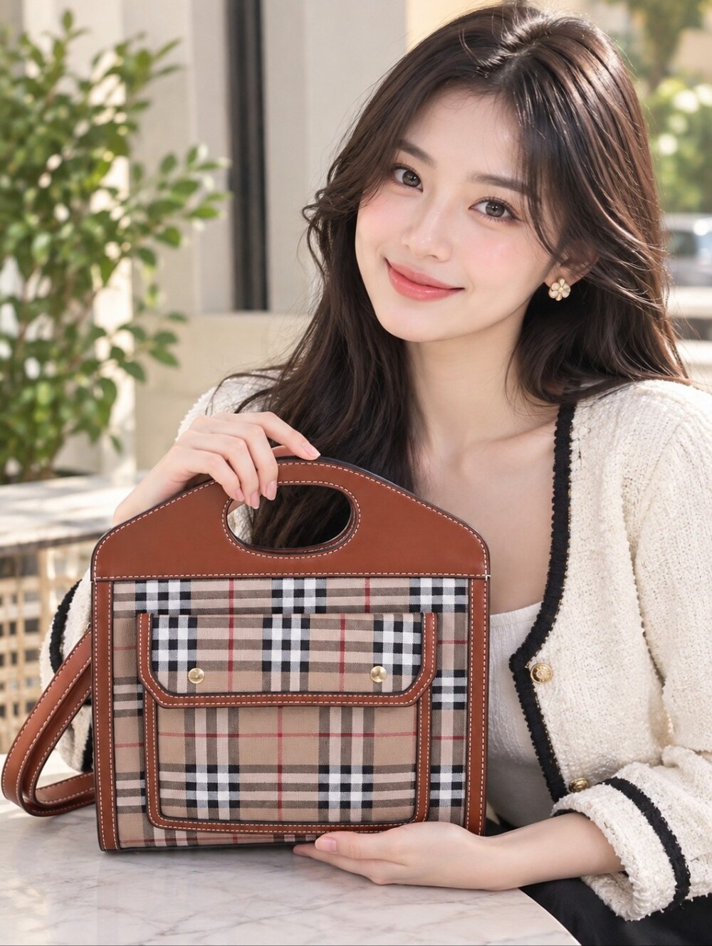 Classic Check Brown Plaid women’s Handbag Burberry